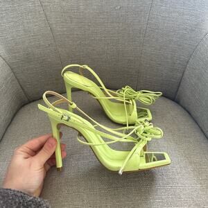 NWOT: SCHUTZ Vikki Green Fresh Ankle Strap Lace Up Heels